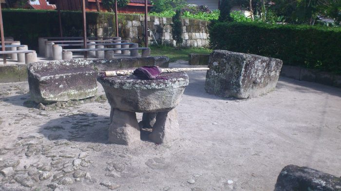 Cannibal table on Samosir, Lake Toba, Sumatra